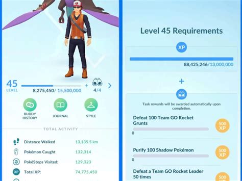 lv 45|level 45 pokemon go requirements.